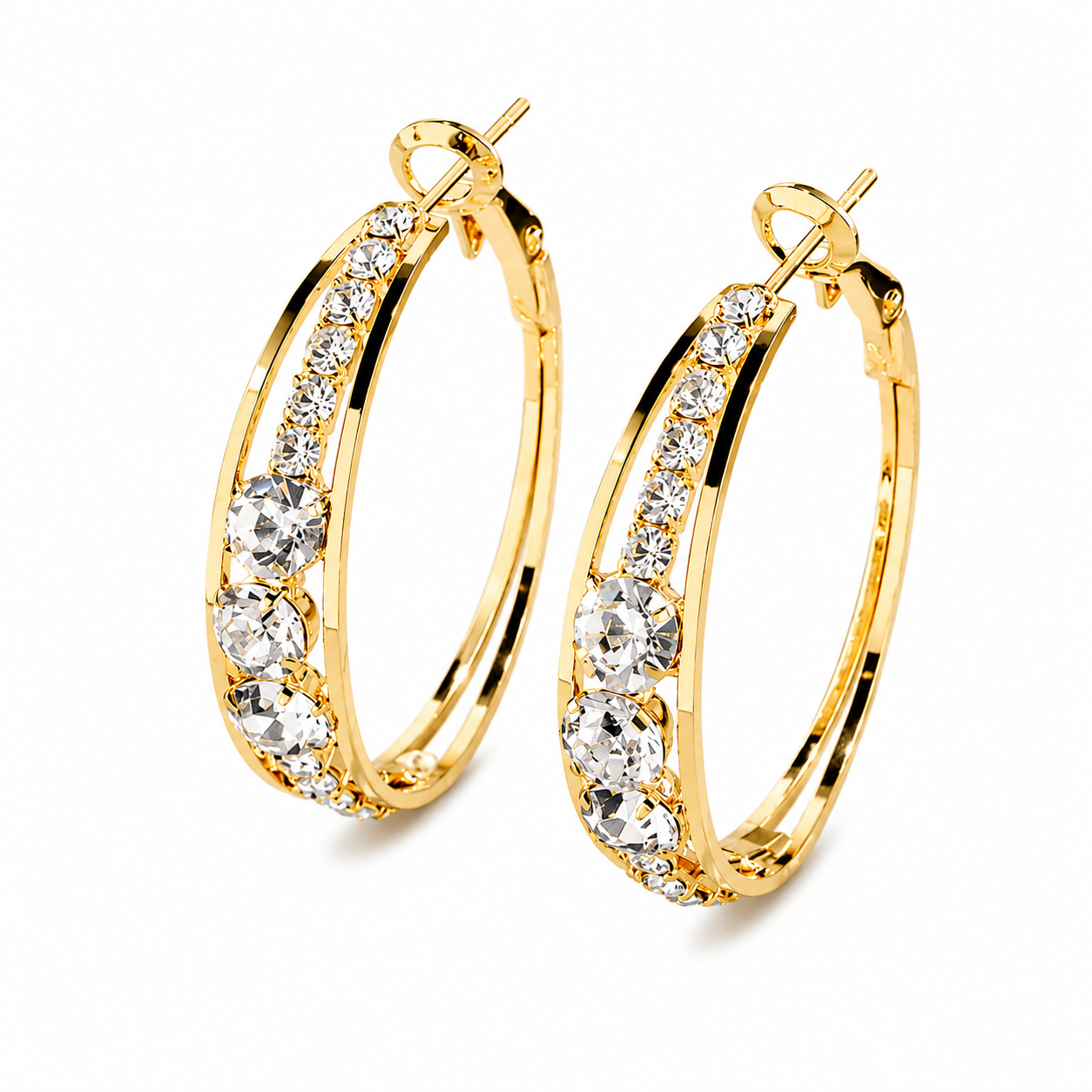 Crystal Luxe Hoop Earrings – Sparkling Zircon Elegance