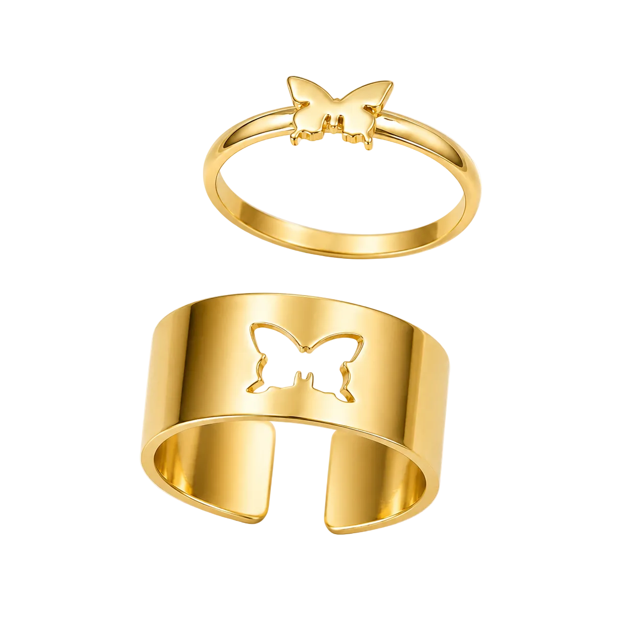 Butterfly Charm Ring Set