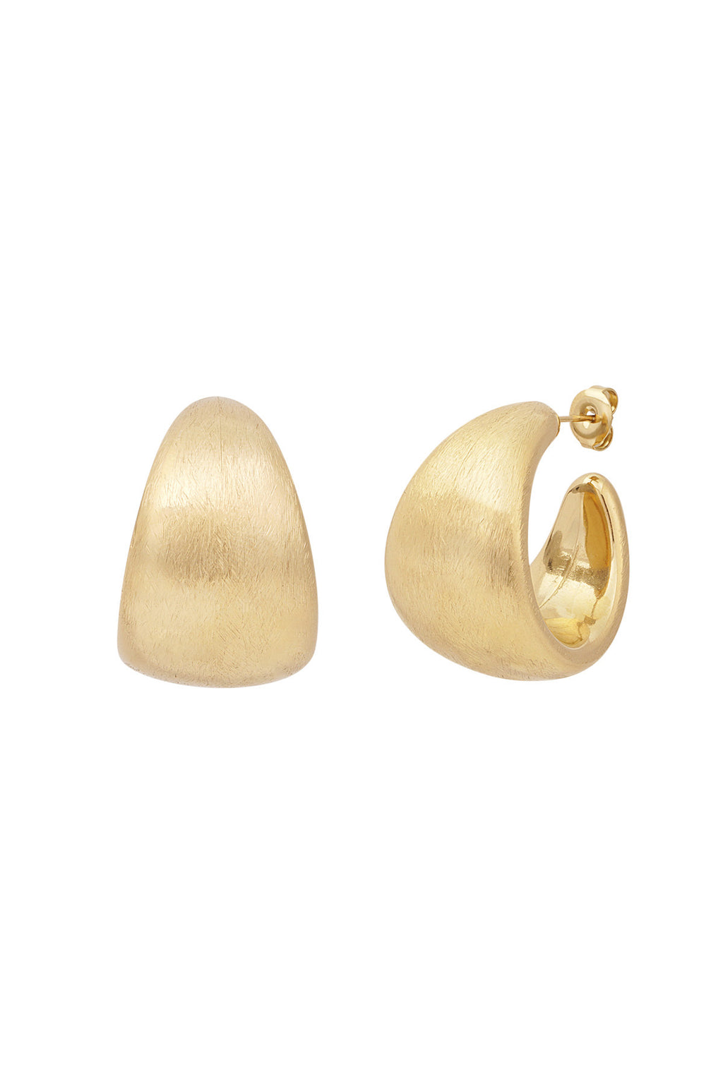 GoldAura™ Brushed Gold Sculpted Hoop Earrings – 304 Stainless Steel