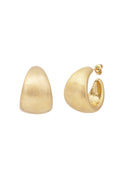 GoldAura™ Brushed Gold Sculpted Hoop Earrings – 304 Stainless Steel