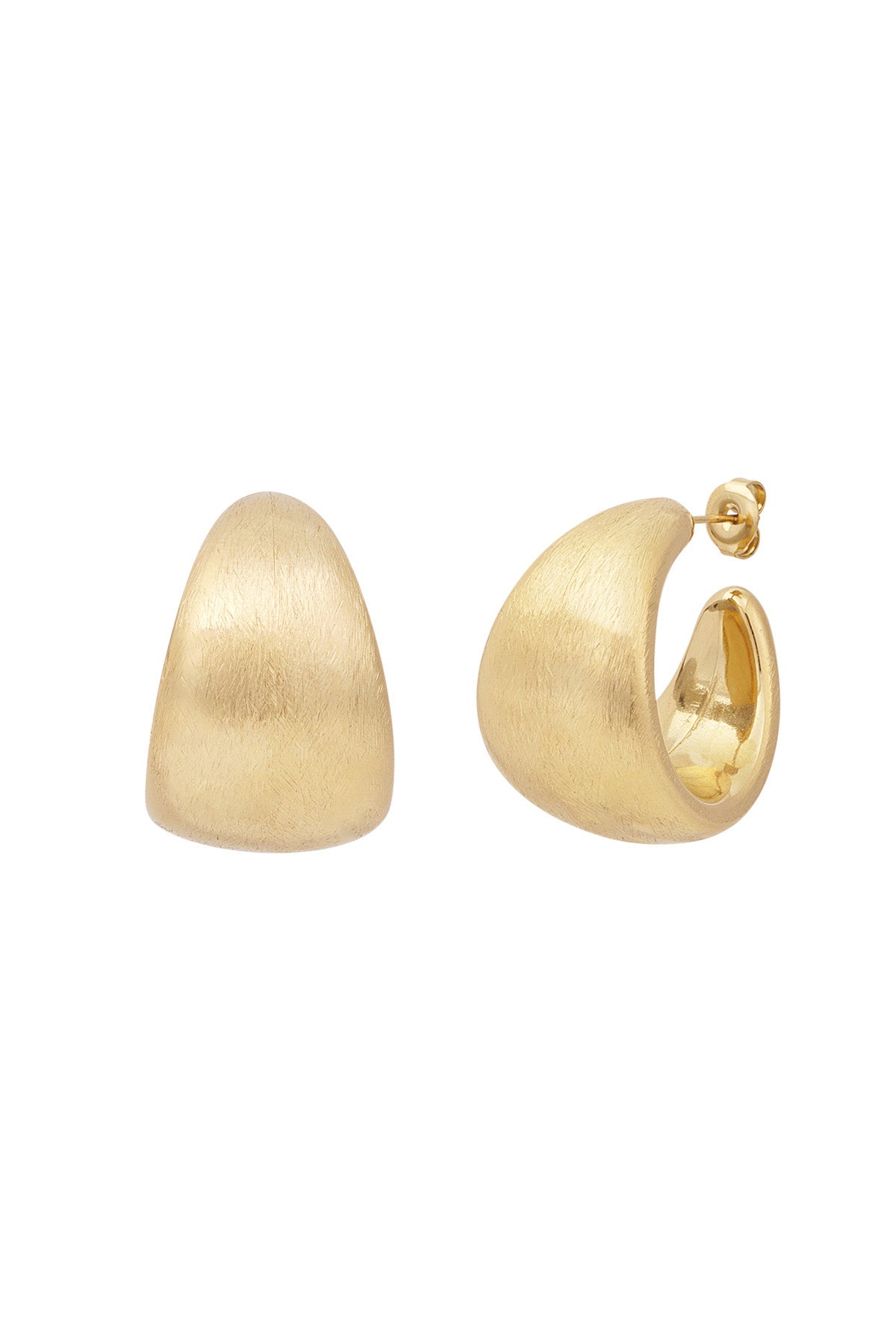 GoldAura™ Brushed Gold Sculpted Hoop Earrings – 304 Stainless Steel