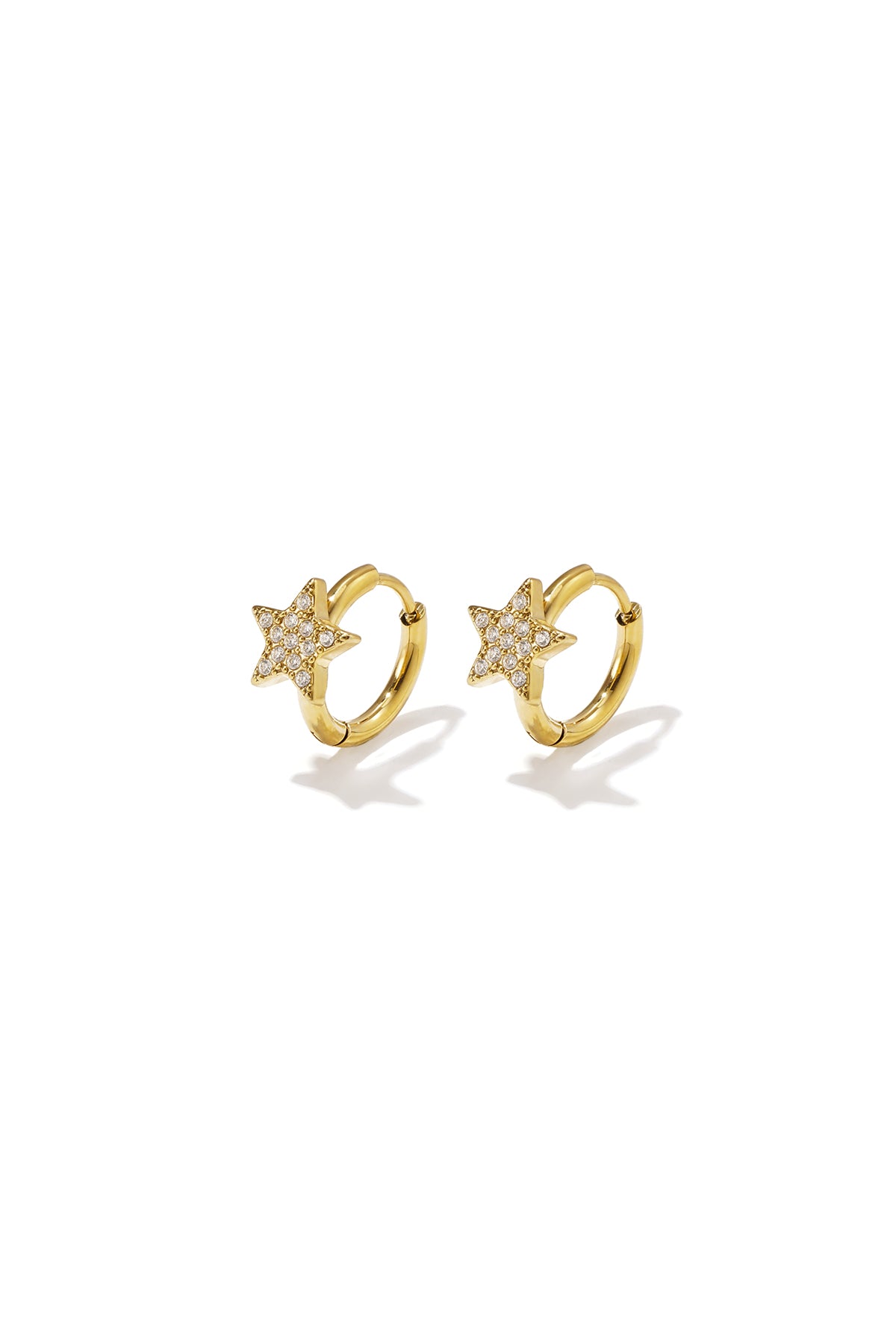 GoldAura™ Celestial Sparkle Star Hoop Earrings – Gold Elegance