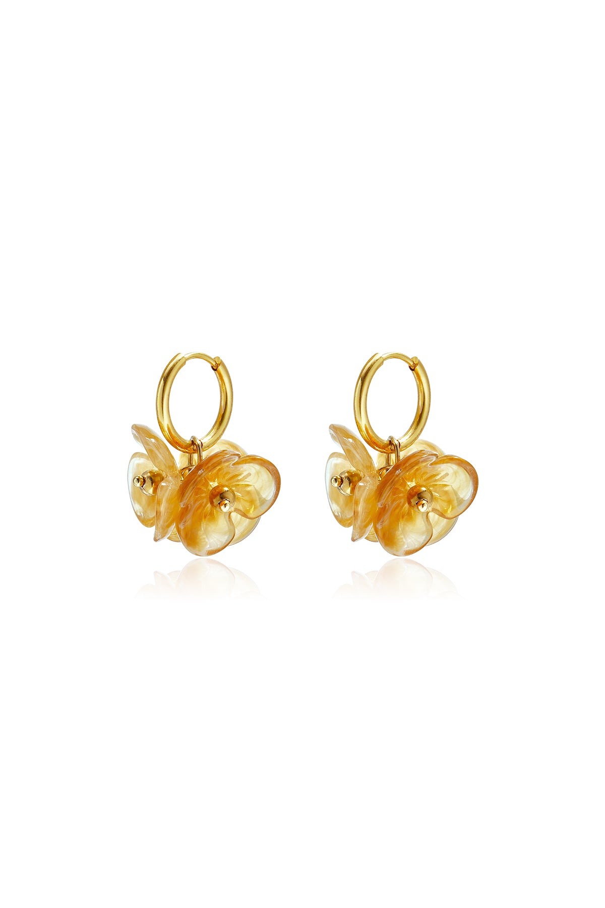 GoldAura™ Amber Bloom Hoop Earrings – Elegant Floral Dangle Earrings