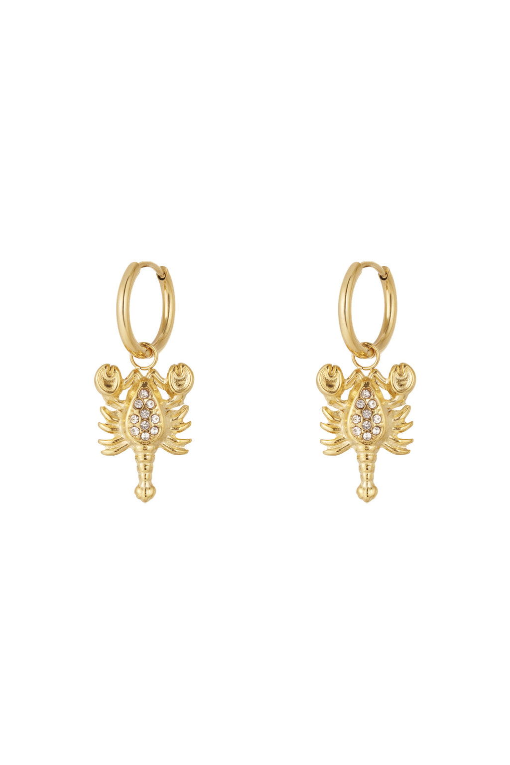 GoldAura™ Crystal Lobster Hoop Earrings – Elegant Gold Statement Jewelry