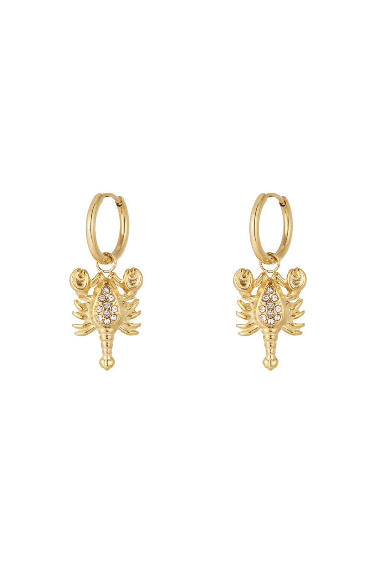 GoldAura™ Crystal Lobster Hoop Earrings – Elegant Gold Statement Jewelry