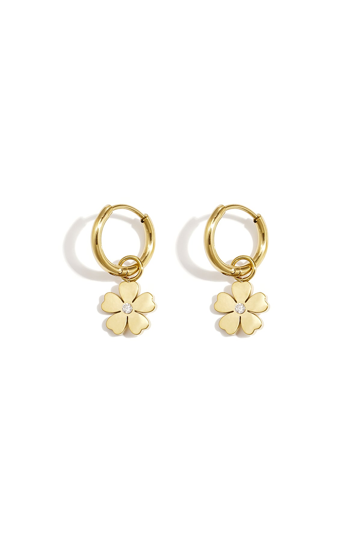 GoldAura™ Golden Bloom Flower Hoop Earrings – Elegant Floral Charm