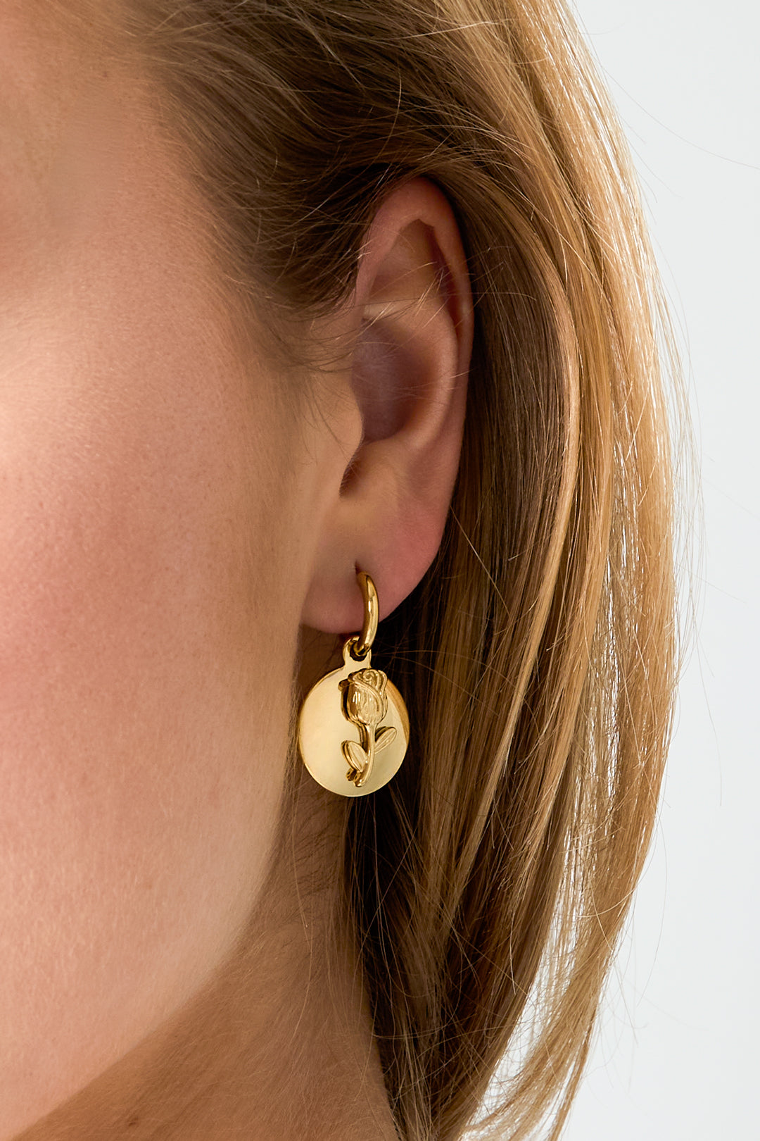 GoldAura™ Butterfly Bloom Hoop Earrings – Elegant Gold Stainless Steel Design