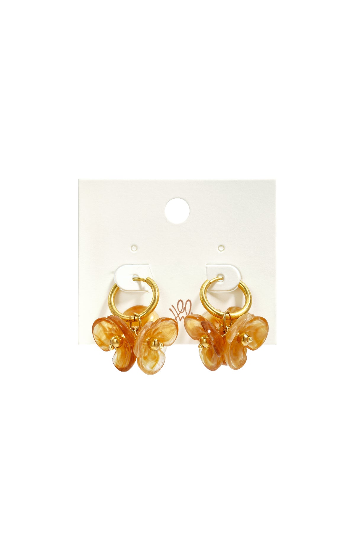 GoldAura™ Amber Bloom Hoop Earrings – Elegant Floral Dangle Earrings