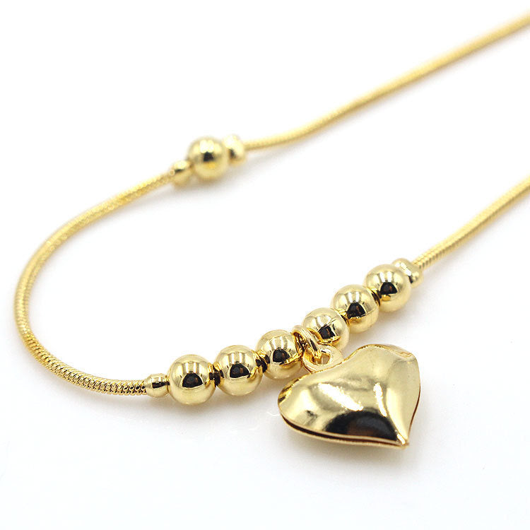 Gothic Heart Gold Anklet Vintage Beaded Charm