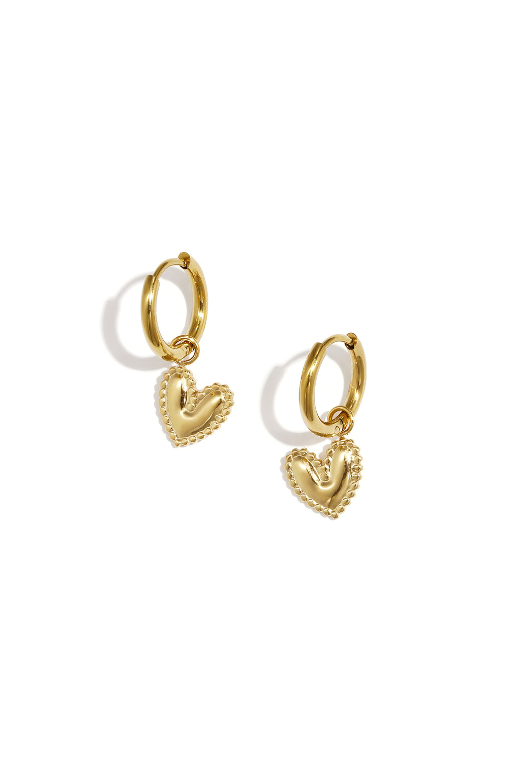 GoldAura™ Golden Heart Charm Hoop Earrings – Elegant Everyday Jewelry