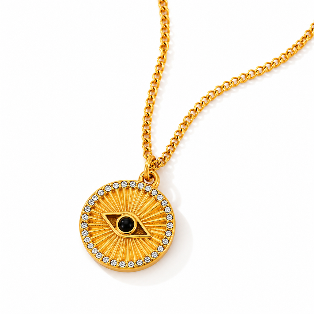 Evil Eye Radiance Necklace – 18K Gold Plated Stainless Steel Pendant