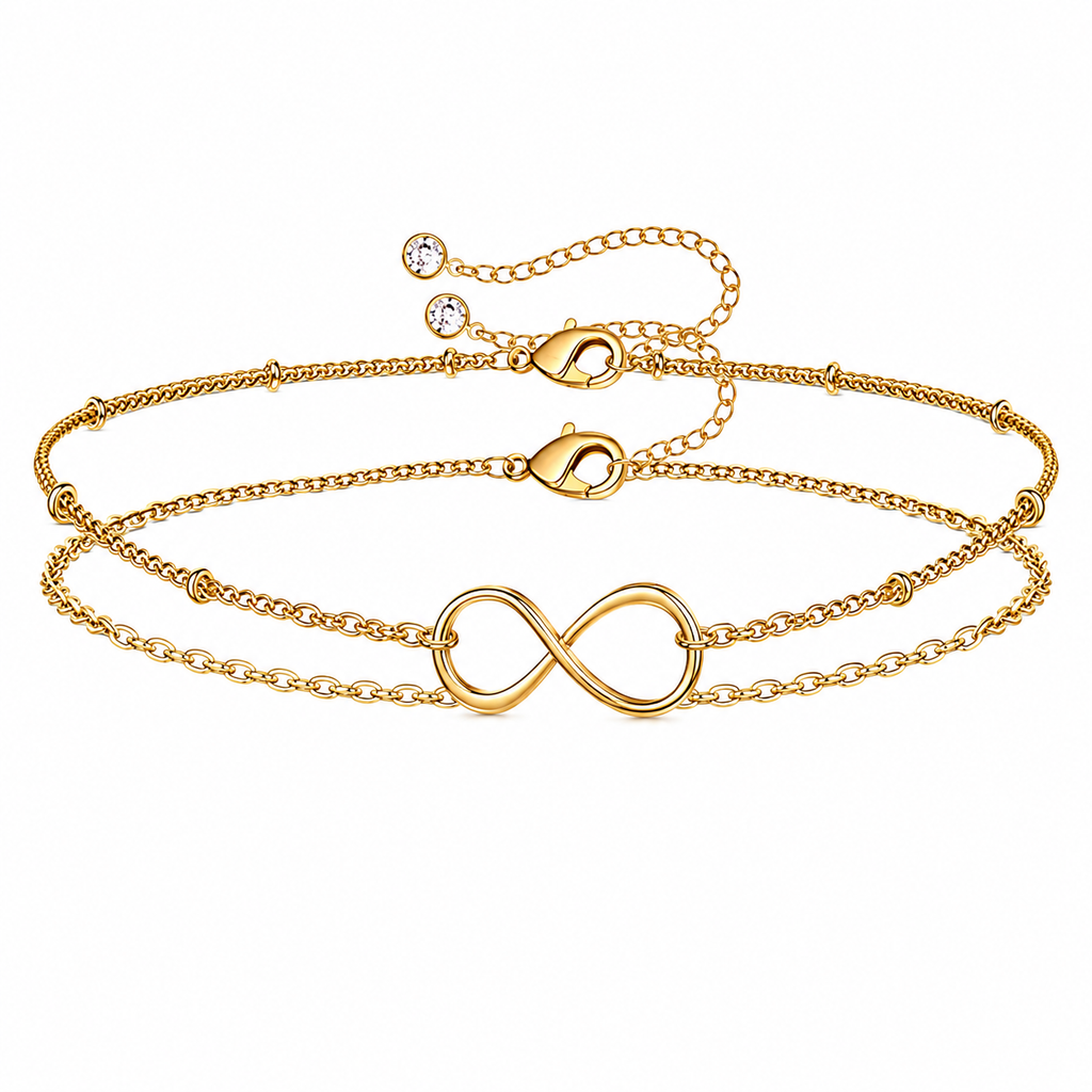 Infinity Layered Bracelet – 14K Gold Filled Adjustable Chain Bracele