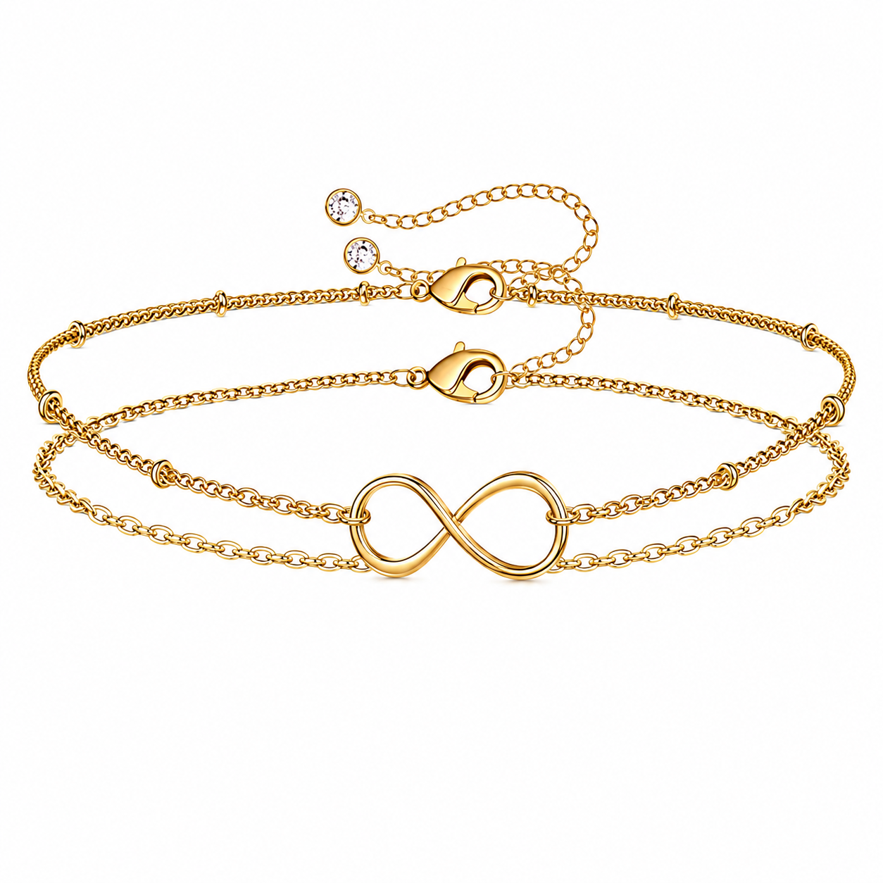 Infinity Layered Bracelet – 14K Gold Filled Adjustable Chain Bracele