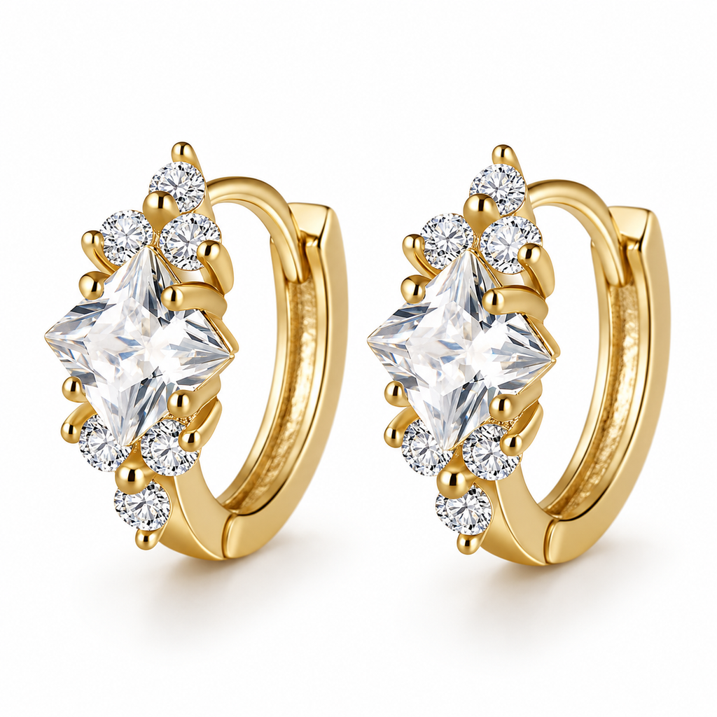 Princess Cut Zircon Hoop Earrings – Timeless Luxury Collection