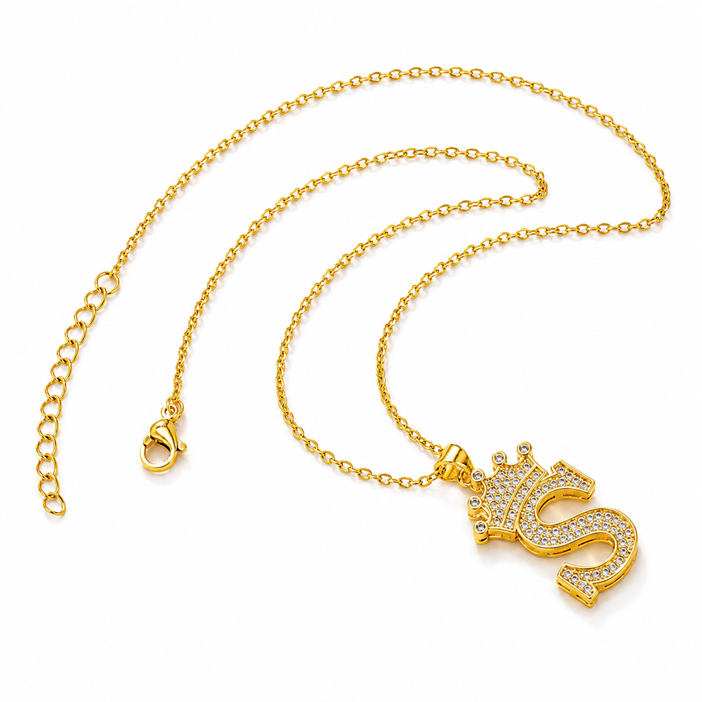 Royal Initial Crown Necklace