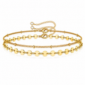 Dainty Layered Disc Bracelet – 14K Gold Filled Adjustable Chain Bracelet