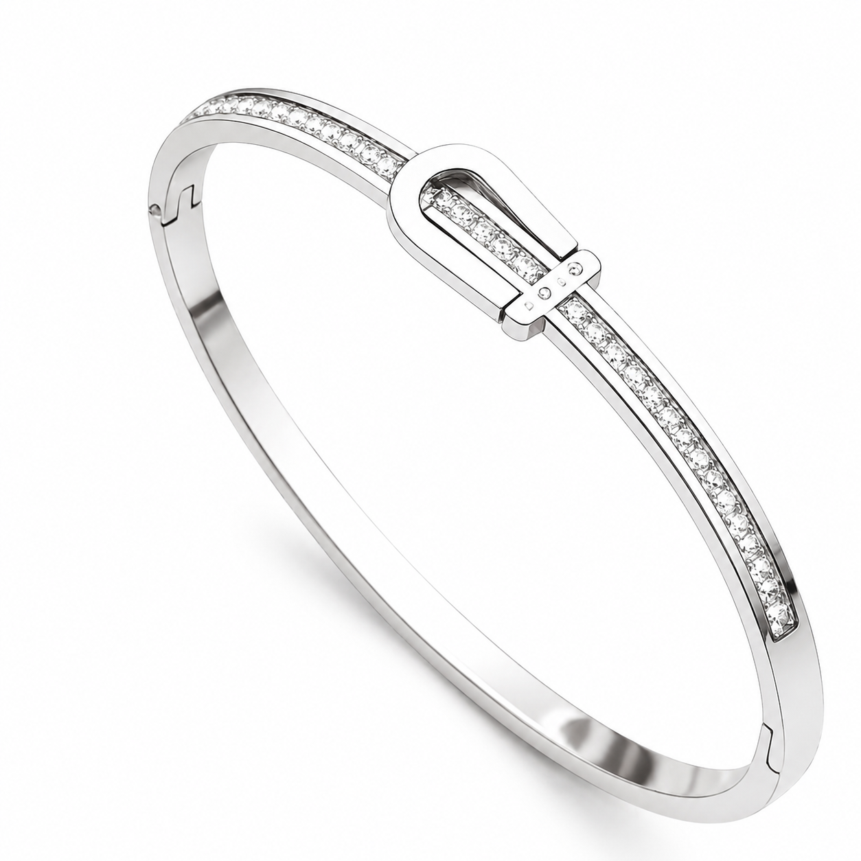 Luxe Lock Bracelet – 18K Gold Plated Stainless Steel Crystal Bangle