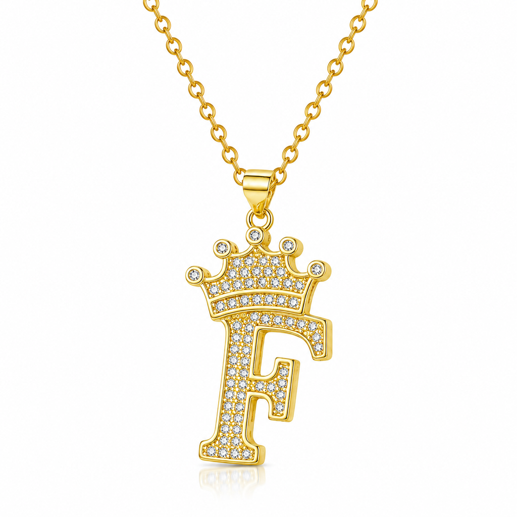 Royal Initial Crown Necklace