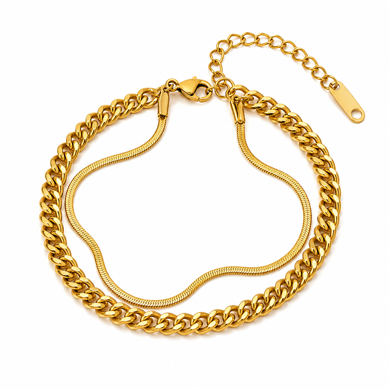 Luxury Gold Bracelet Set – Stainless Steel Layered Chain Bracelets