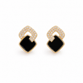 Black Crystal Square Earrings – Elegant Geometric Luxury Stud Earrings