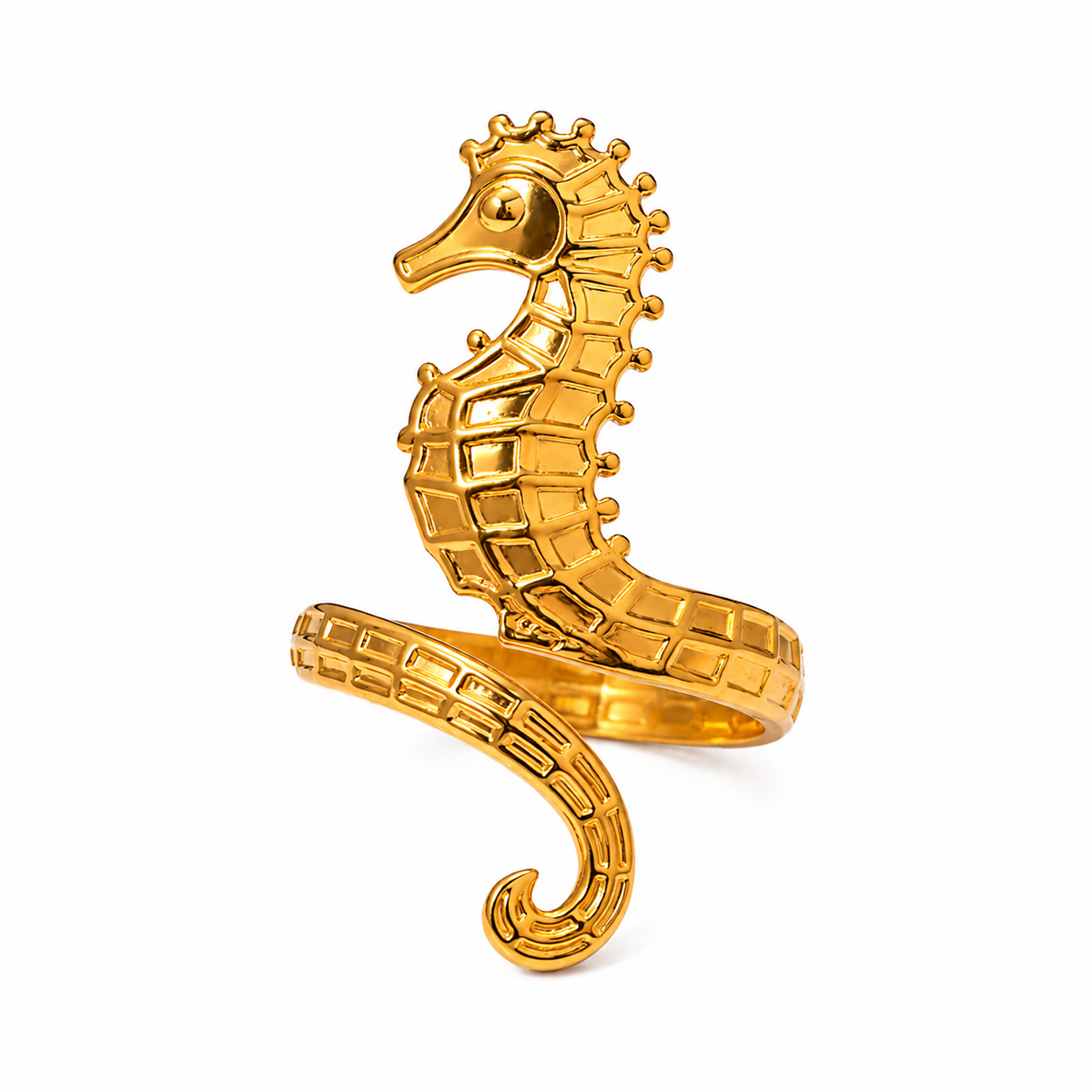 Ocean Seahorse Ring – 18K Gold-Plated Adjustable Ring