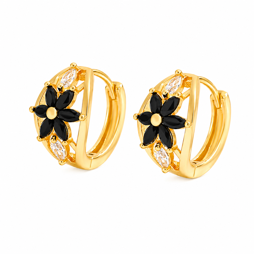 Bloom Crystal Huggie Earrings – Floral Luxury Collection