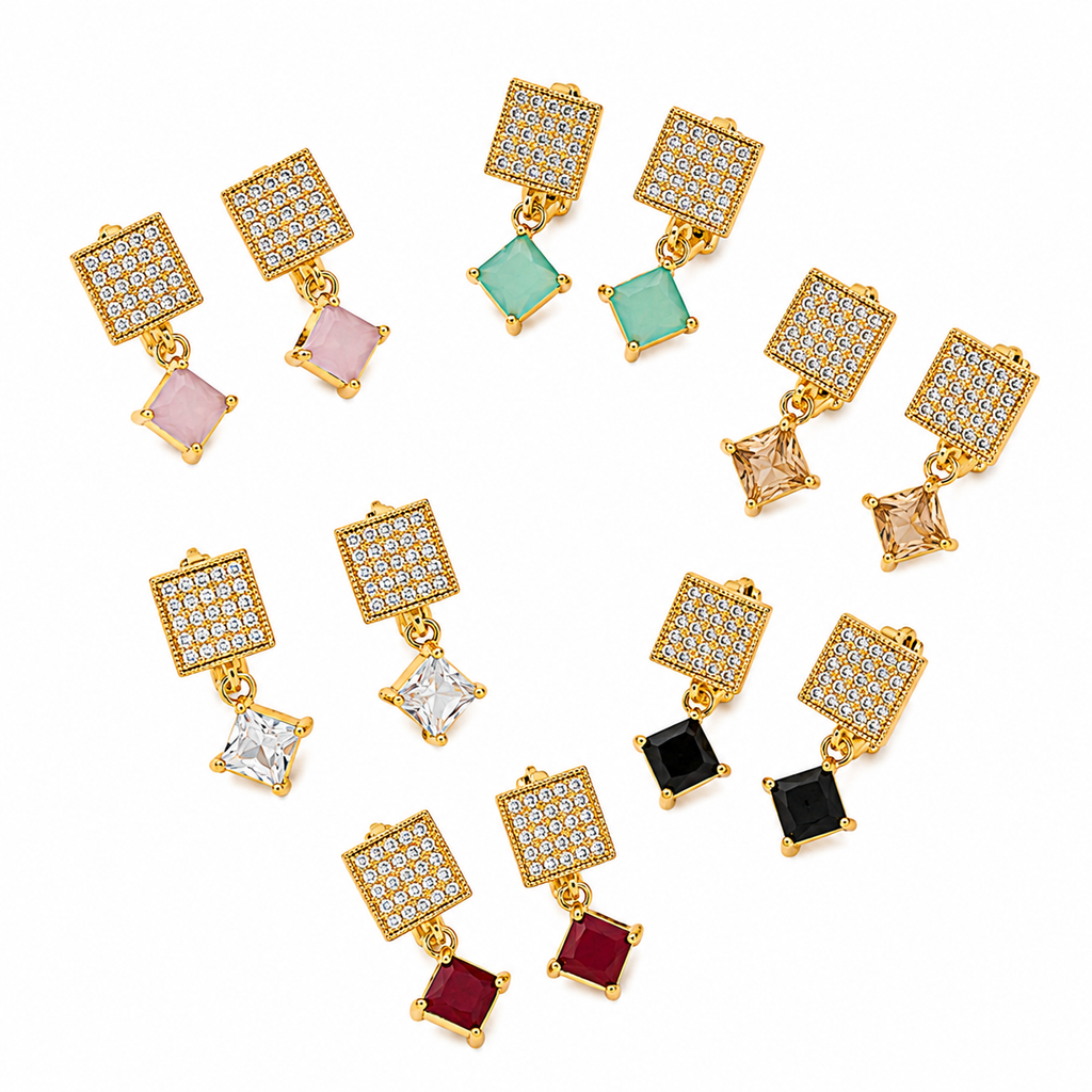Mosaic Square Crystal Earrings