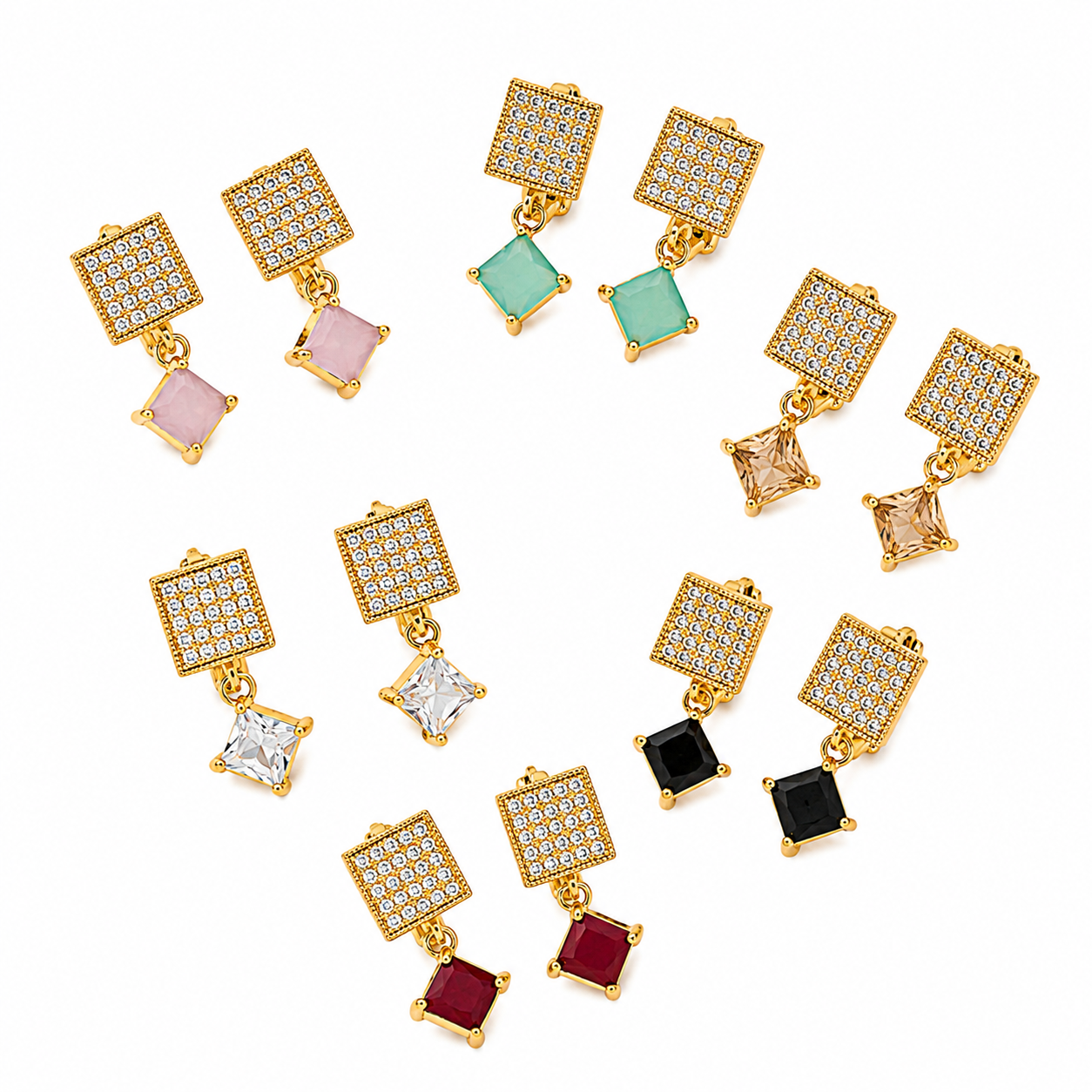 Mosaic Square Crystal Earrings