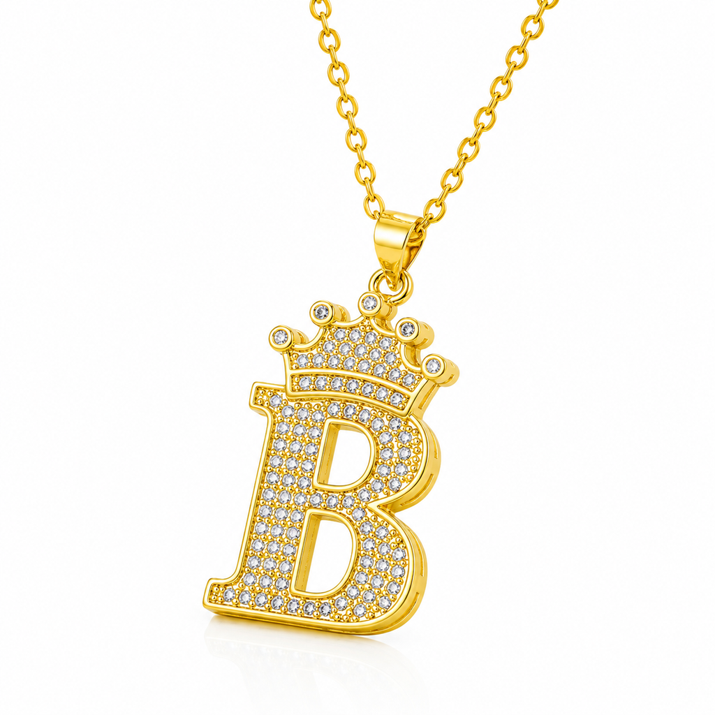 Royal Initial Crown Necklace