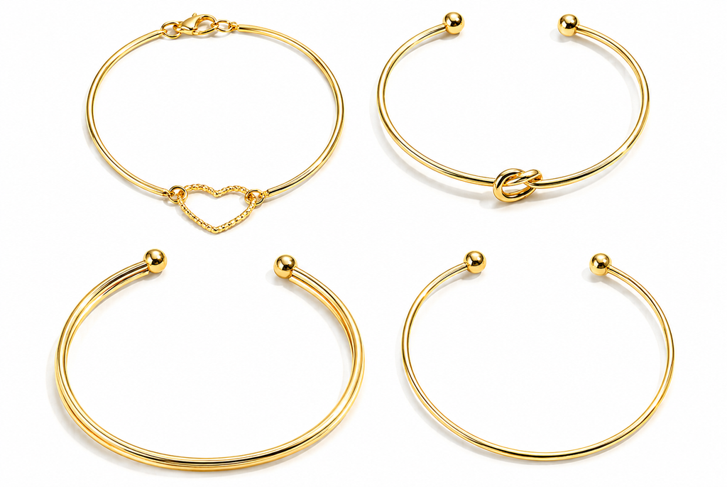 Amour Heart Bangle Set – 18K Gold Plated Bracelet Collection