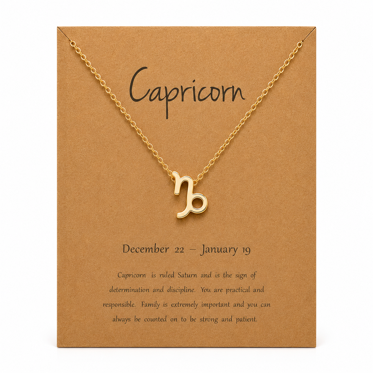 Zodiac Sign Necklace with Gift Card – 18K Gold Plated Pendant
