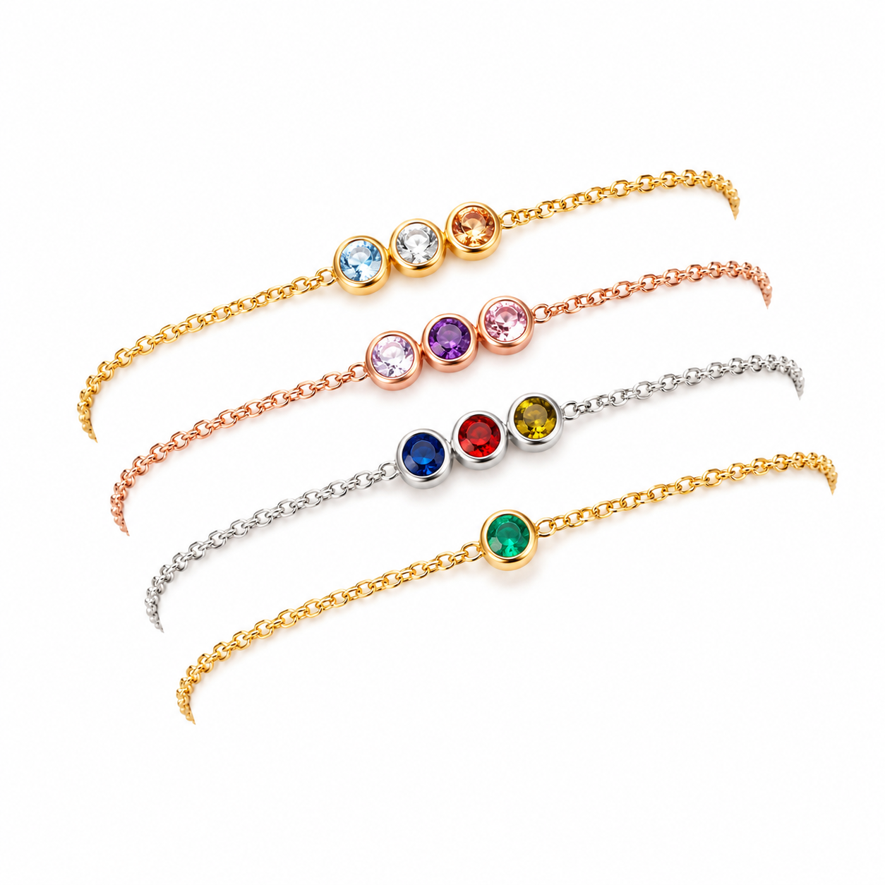 Birthstone Bracelet – 18K Gold Plated Stainless Steel Crystal Bracelet