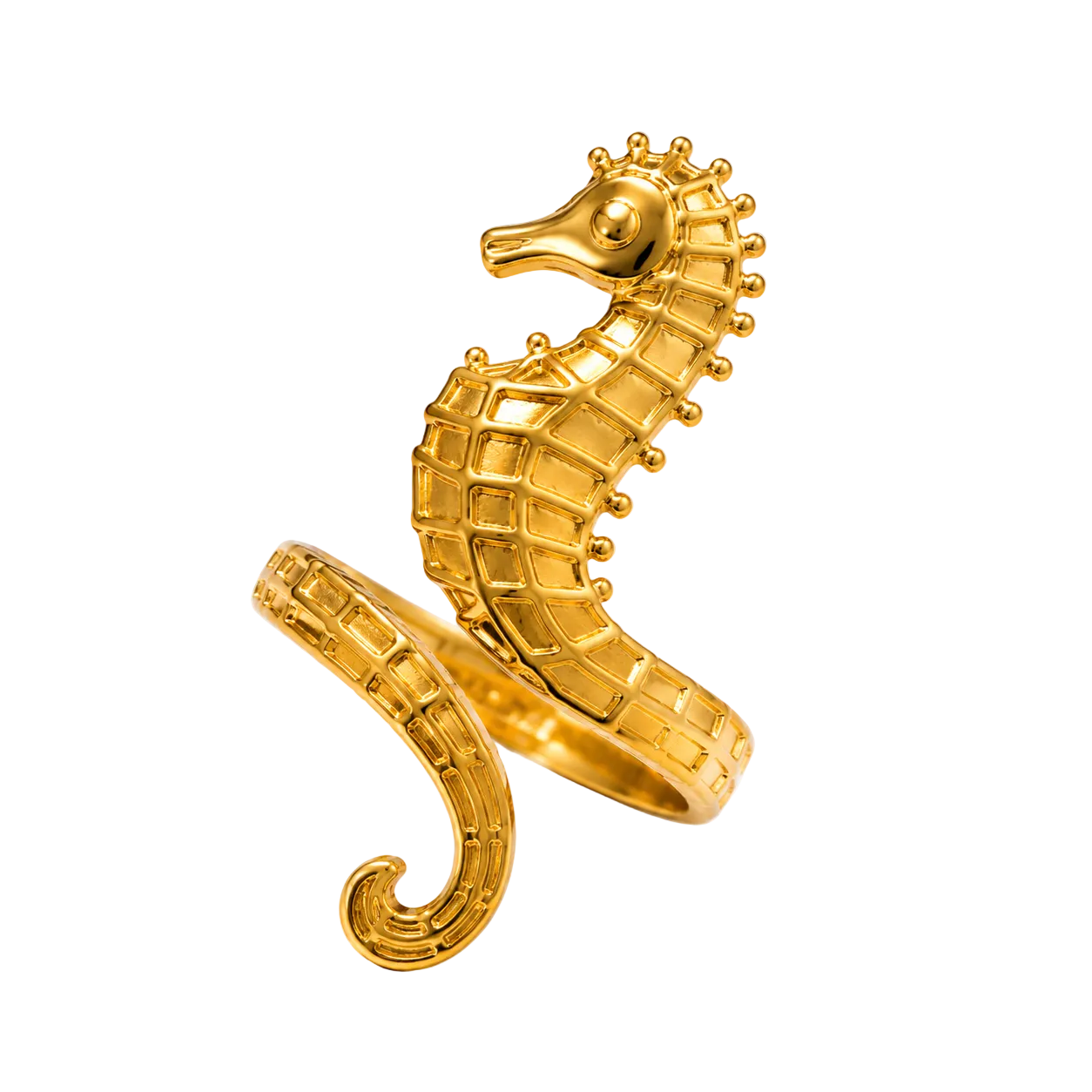 Ocean Seahorse Ring – 18K Gold-Plated Adjustable Ring