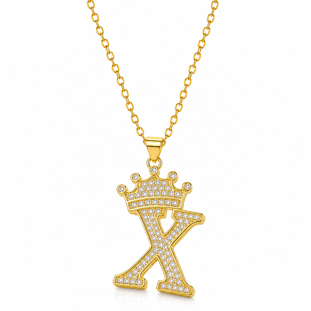 Royal Initial Crown Necklace