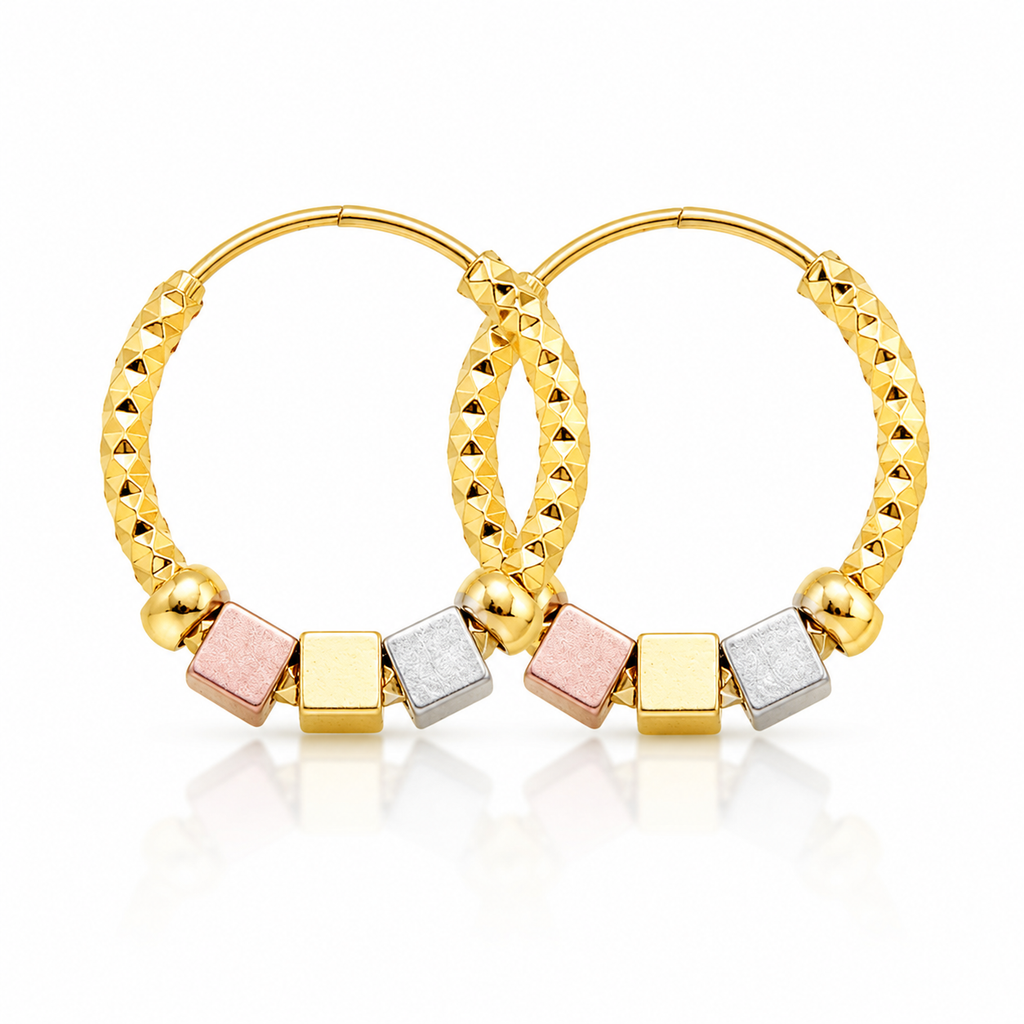 Julia 18K Gold Hoop Earrings – Chic Geometric Bead Collection
