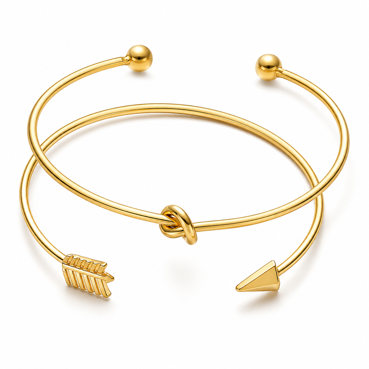 Vintage Arrow Knot Cuff Bracelet – Minimalist Open Bangle for Women