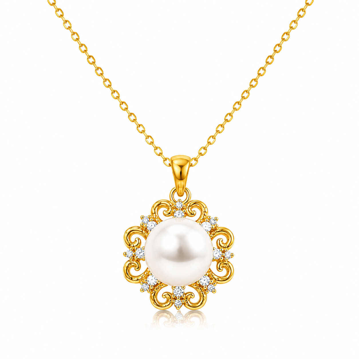 GoldAura™ 24K Gold Sun Pearl Pendant Necklace.