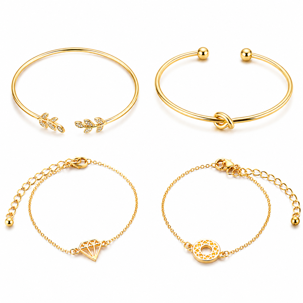 Bohemian Leaf Charm Bracelet Set – 4 Pieces
