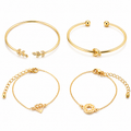 Bohemian Leaf Charm Bracelet Set – 4 Pieces