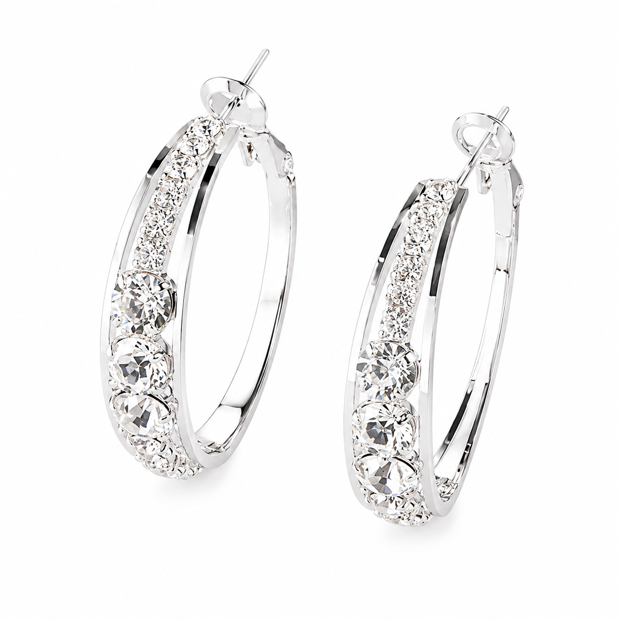 Crystal Luxe Hoop Earrings – Sparkling Zircon Elegance