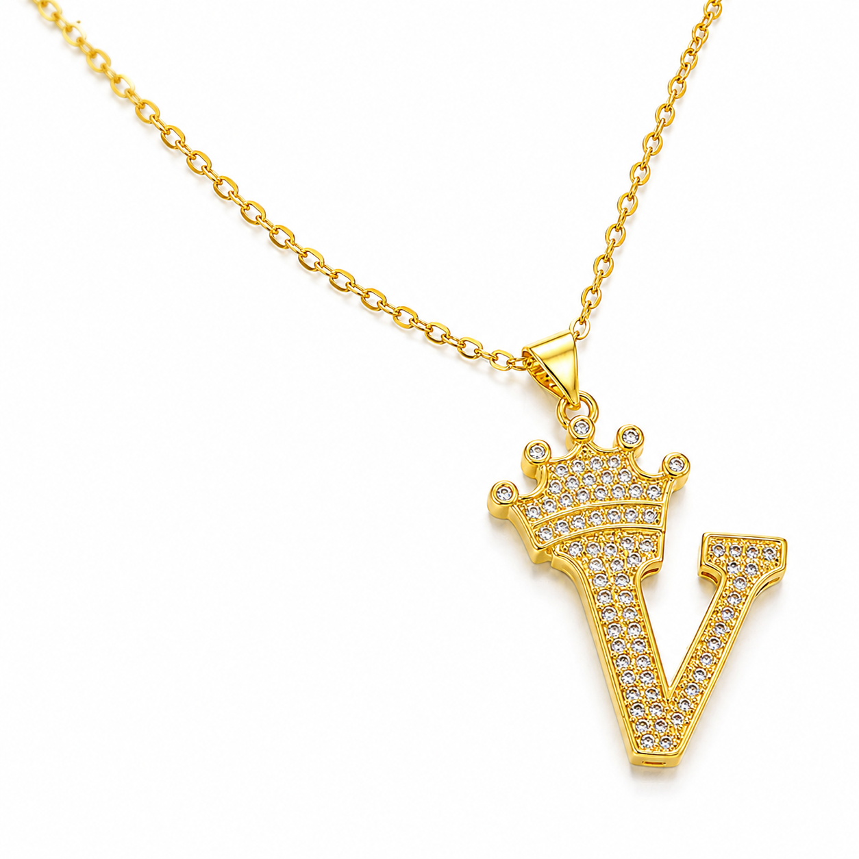 Royal Initial Crown Necklace
