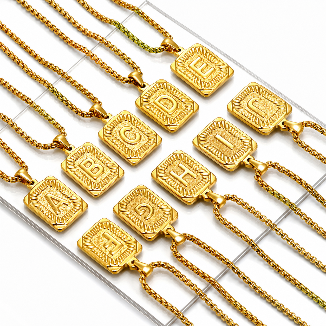 18K Gold Initial Necklace - European And American Fashion Men's All-stainless Steel Letter Pendant