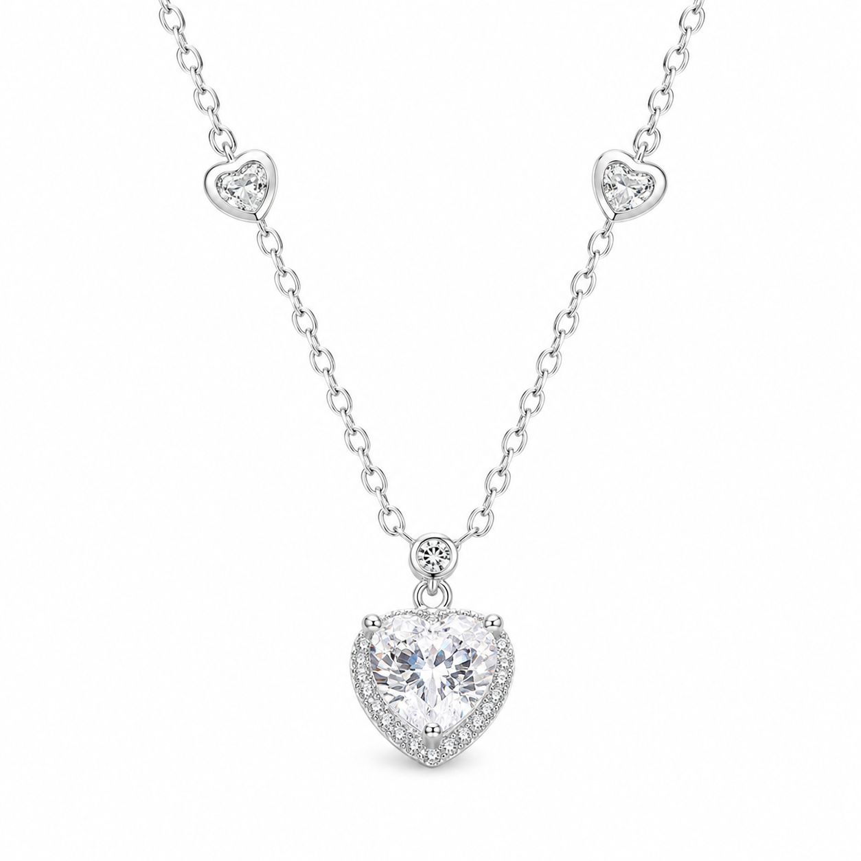 Luxe Crystal Heart Necklace – 18K Gold Plated Sparkling Heart Pendant