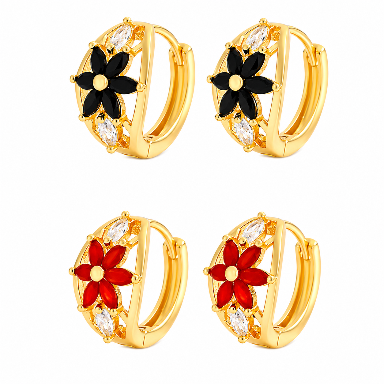Bloom Crystal Huggie Earrings – Floral Luxury Collection