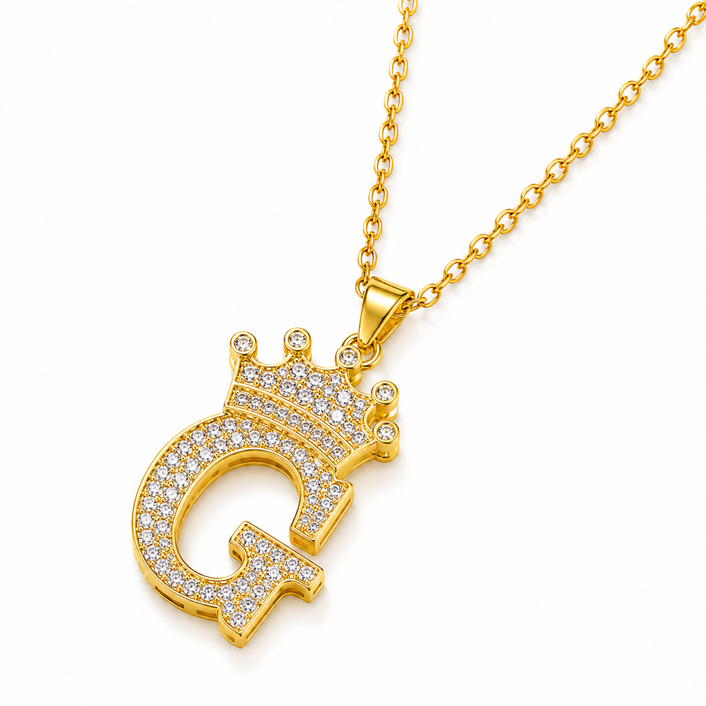 Royal Initial Crown Necklace