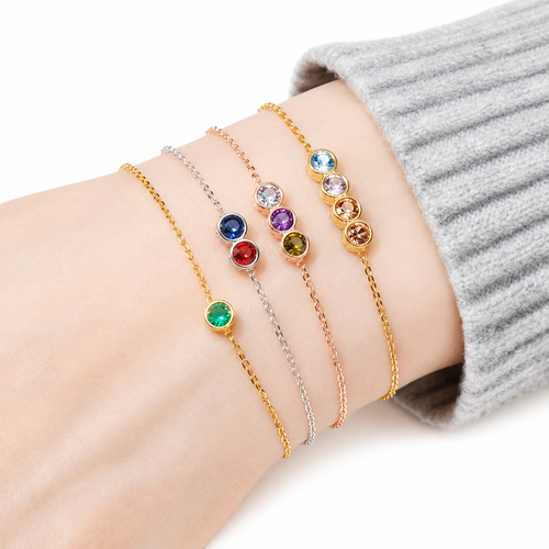 Birthstone Bracelet – 18K Gold Plated Stainless Steel Crystal Bracelet