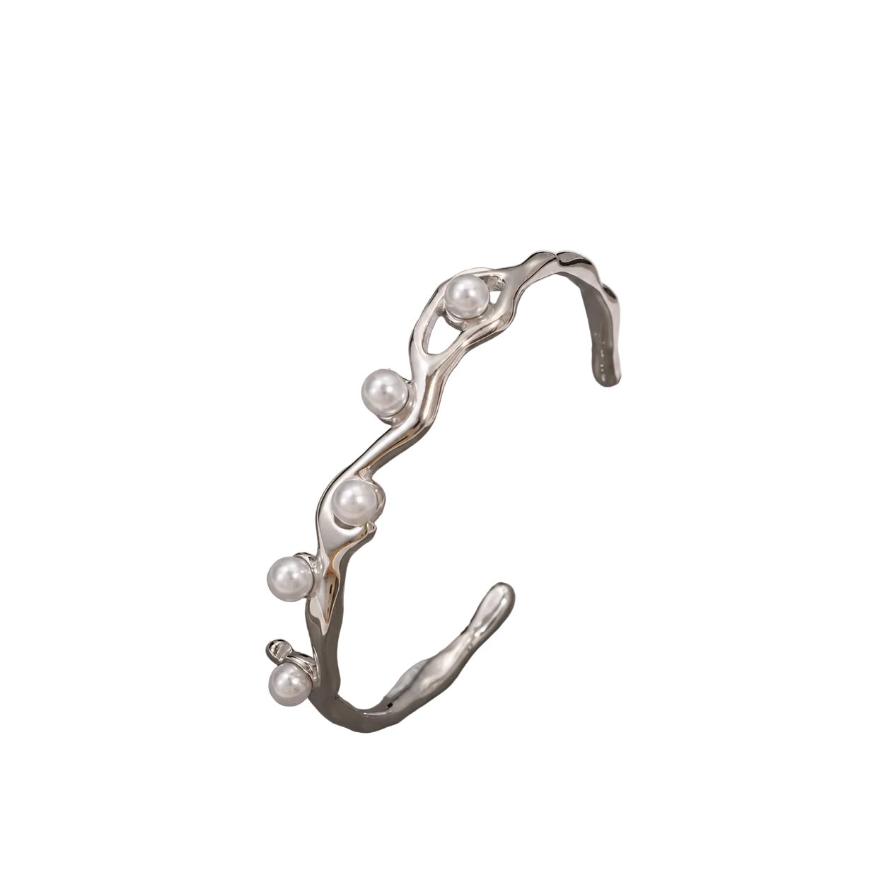 Elegant Pearl Cuff Bracelet – Luxury Gold Stainless Steel Open Bangle