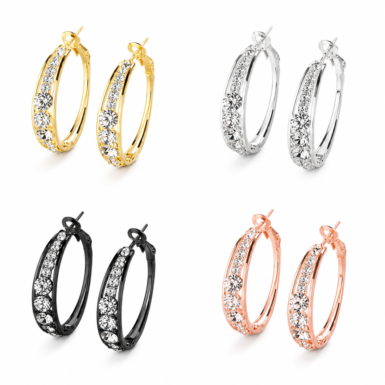 Crystal Luxe Hoop Earrings – Sparkling Zircon Elegance