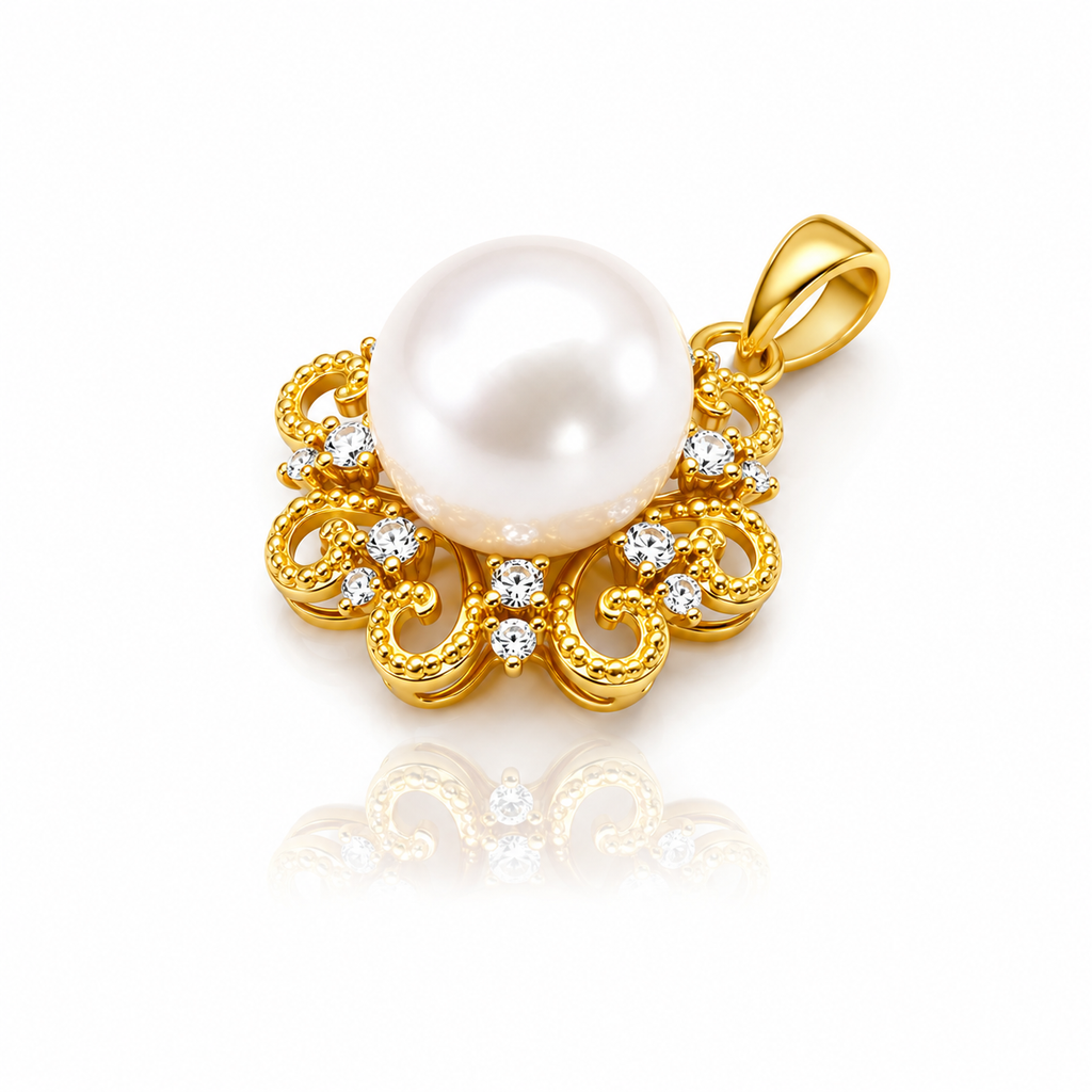 GoldAura™ 24K Gold Sun Pearl Pendant Necklace.