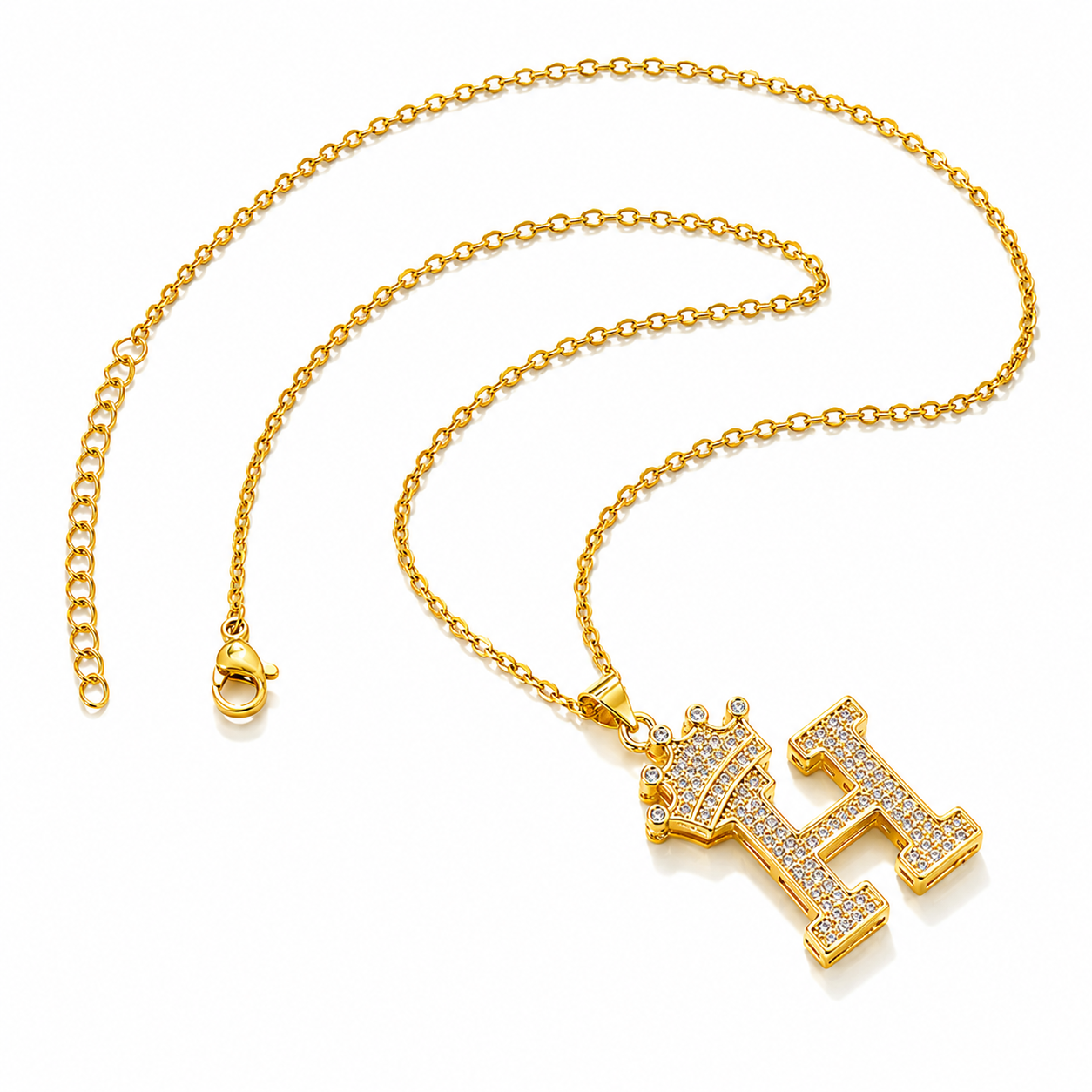 Royal Initial Crown Necklace